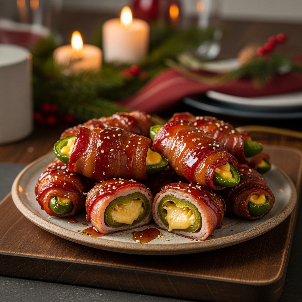 Smoky Bacon-Wrapped Jalapeño Poppers with Honey-Chipotle Glaze